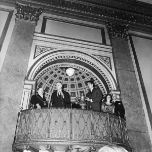 Liverpool manager Bill Shankly and Ron Yates pictured on the Liverpool team return to Liverpool manager Bill Shankly and Ron Yates pictured on the Liverpool team return to