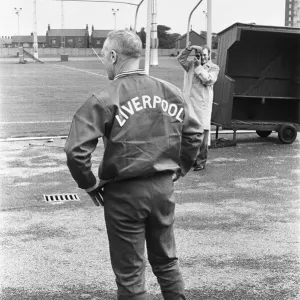 Liverpool manager Bill Shankly takes charge of a training session as the team are Liverpool manager Bill Shankly takes charge of a training session as the team are