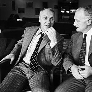 Liverpool manager Bill Shankly talking with former player Tom Finney. Circa 1970