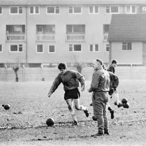 Liverpool manager Bill Shankly watches new signing Emlyn Hughes during a training session Liverpool manager Bill Shankly watches new signing Emlyn Hughes during a training session