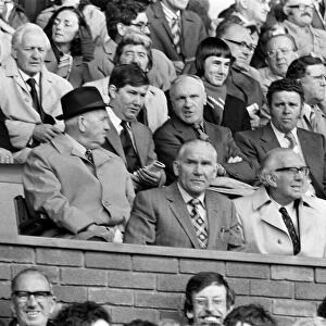 Former Liverpool manager Bill Shankly watching the action accompanied by Spurs manager