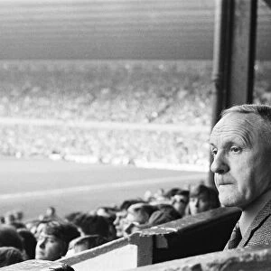 Liverpool manager Bill Shankly watching his team in action from the stands