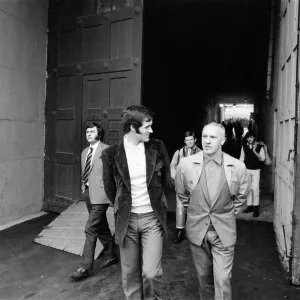 Liverpool manager Bill Shankly at Wembley Stadium to inspect the pitch ahead of his