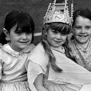 Liverpool May Day Parade, 1st May 1971. Julie Creed aged 8, dressed as May Queen