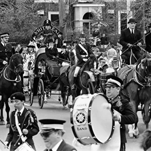 Liverpool May Horse Parade, 10th May 1986. Musical Ride - the Silver Band of the St