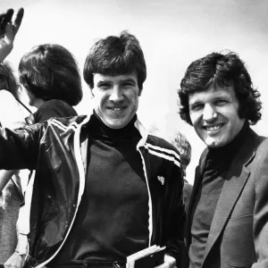 Liverpool player Emlyn Hughes boarding a flight, circa 1973 Liverpool player Emlyn Hughes boarding a flight, circa 1973