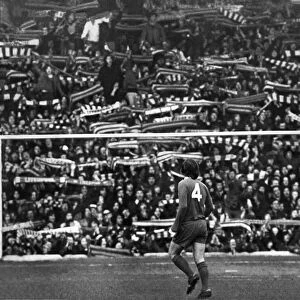 Liverpool player Tommy Smith is welcomed back by the Kop at Anfield