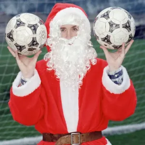 Liverpool striker Robbie Fowler as Father Christmas Print