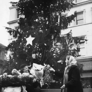 Liverpool Mistletoe Sellers Print 1955 Liverpool Mistletoe Sellers Print 1955