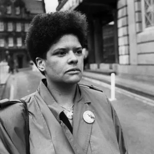 Liz Drysdale outside the Adelphi Hotel, Liverpool, Merseyside. 16th March 1988 Liz Drysdale outside the Adelphi Hotel, Liverpool, Merseyside. 16th March 1988