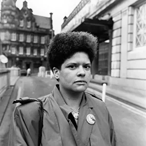 Liz Drysdale outside the Adelphi Hotel, Liverpool, Merseyside. 16th March 1988