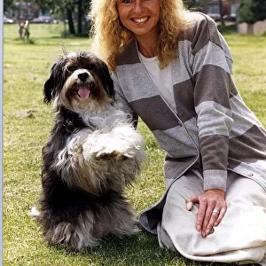 Liza Goddard actress with mongrel dog Pippin who starred in Woof childrens programme