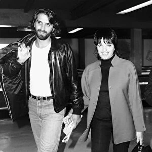 Liza Minnelli with her husband Mark Gero leaving Heathrow January 1982
