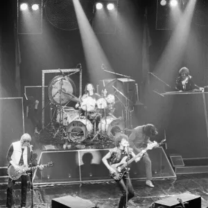 Thin Lizzy, Rock Group, perform at The Apollo, Coventry, Warwickshire in December 1981