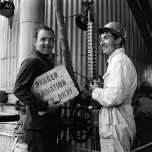 Llandarcy oil refinery. Roy Colwill (right), aged 20, and Howell Morgan, 31 Llandarcy oil refinery. Roy Colwill (right), aged 20, and Howell Morgan, 31