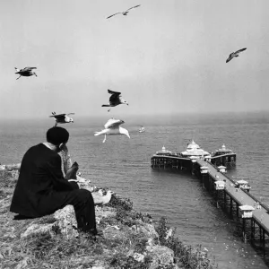 Llandudno, Caernavonshire in Wales. Pler and Gulls. October 1936 P009294 Llandudno, Caernavonshire in Wales. Pler and Gulls. October 1936 P009294