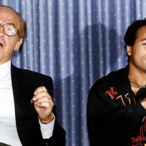 Lloyd Honeyghan Boxer with Manager Mickey Duff at a Press Conference Lloyd Honeyghan Boxer with Manager Mickey Duff at a Press Conference