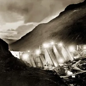 Loch Sloy dam under construction circa 1948 -1949 Hydro electric dam