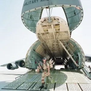 Lockheed C-5 Galaxy US Air Force military transport aircraft at Dhahran Air Base Lockheed C-5 Galaxy US Air Force military transport aircraft at Dhahran Air Base