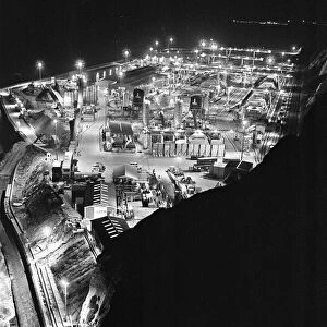 Logistics depot at the base of Shakespeare Cliff during construction of the Channel