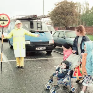 Lollipop lady Janet Taylor on duty at the junction of Trunk Road with Kings Road Lollipop lady Janet Taylor on duty at the junction of Trunk Road with Kings Road