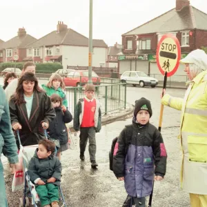 Lollipop lady Janet Taylor on duty at the junction of Trunk Road with Kings Road Lollipop lady Janet Taylor on duty at the junction of Trunk Road with Kings Road