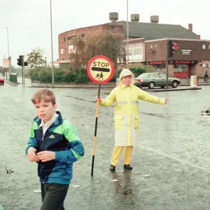 Lollipop lady Janet Taylor on duty at the junction of Trunk Road with Kings Road Lollipop lady Janet Taylor on duty at the junction of Trunk Road with Kings Road