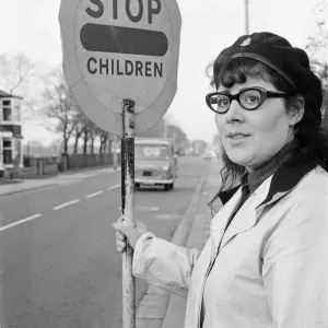 Lollipop lady, Redcar, 1972 Lollipop lady, Redcar, 1972