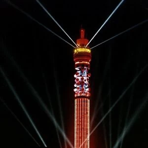 London BT Tower in London light up in aid of its biennial this month