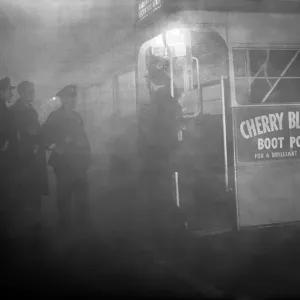 London Bus in the fog, 20th November 1949