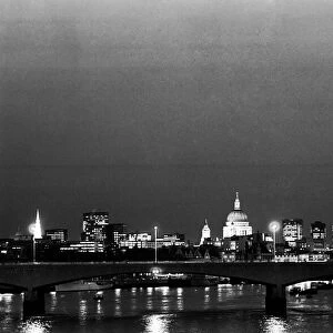 London City Skyline by night. February 1987