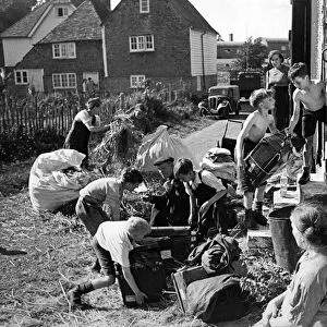 London hop-pickers in Kent for opening of the picking season. August 1943 P004367