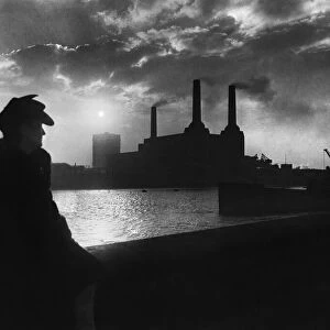 London Scenes Places 1945-1950 Battersea Power Station Post-War rebuilding of