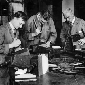 London School of Printing and Kindred Trades. These students in the book-binding London School of Printing and Kindred Trades. These students in the book-binding