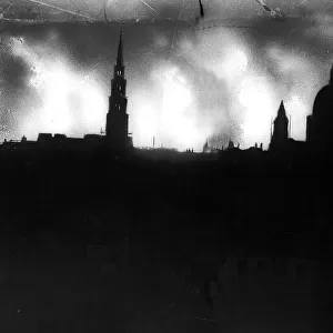 London Skyline during World War Two December 1940 with Saint Pauls