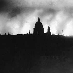 London Skyline during World War Two with Saint Pauls in the background