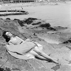 1958 Print: Pauline Weller at Porthcawl, Wales