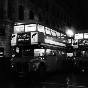 Londons Routemaster buses seen here in the Strand, circa 1952