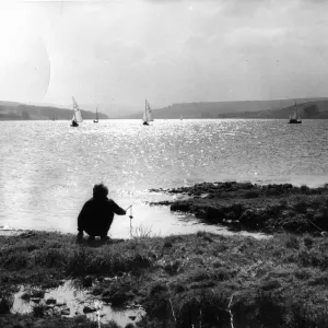 A lone youngster enjoys a spot of fishing at Derwent Reservoir
