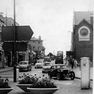 Looking up Tor Hill Road, Torquay in 1965 with the Masonic Lodge on the right