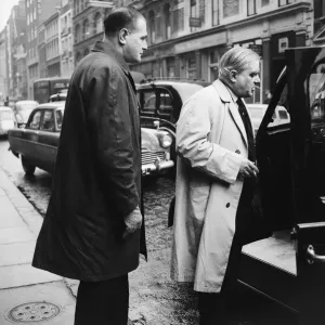 Black and white Print of Lord Boothbay leaving Marylebone Street Court
