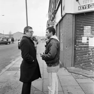 Lord Gifford visits Granby Street, Toxteth. 29th November 1988 Lord Gifford visits Granby Street, Toxteth. 29th November 1988