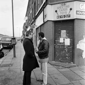 Lord Gifford visits Granby Street, Toxteth. 29th November 1988 Lord Gifford visits Granby Street, Toxteth. 29th November 1988