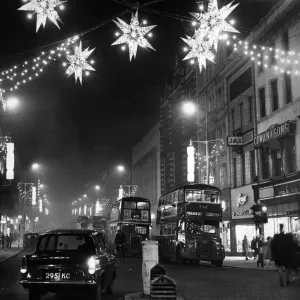 Lord Street Christmas Lights Print, Liverpool 1962 Lord Street Christmas Lights Print, Liverpool 1962
