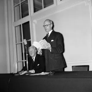 Lord Wolfenden (right) and Sir Stanley Rous of the Football Association meet members of Lord Wolfenden (right) and Sir Stanley Rous of the Football Association meet members of