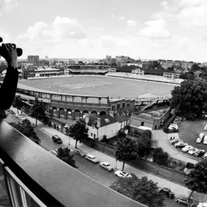 Lords View. Johnathan Cree watching the first day of cricket from the balcony of his Lords View. Johnathan Cree watching the first day of cricket from the balcony of his