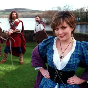 Lorraine Kelly Print in Tartan Dress, February 1998