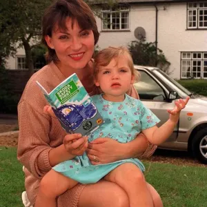 Lorraine Kelly the television presenter with her daughter holding a road safety leaflet Lorraine Kelly the television presenter with her daughter holding a road safety leaflet