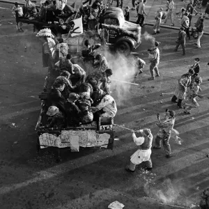 Lorry Battle. Students rag afternoon. A battle of flour and soot on Marine Parade Lorry Battle. Students rag afternoon. A battle of flour and soot on Marine Parade