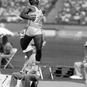 Los Angeles Olympic Games August1984 Daley Thompson Sport Athletics Action Long Los Angeles Olympic Games August1984 Daley Thompson Sport Athletics Action Long